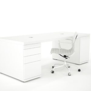Hoogglans wit bureau in verschillen uitvoeringen. Verschillende modules beschikbaar.