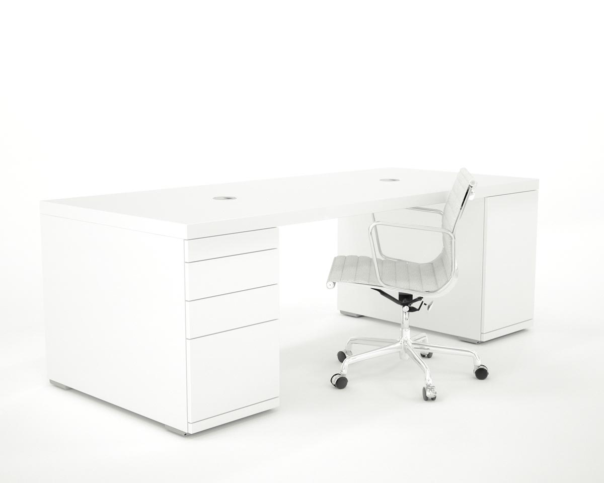 twintig leeuwerik Gelijkwaardig hoogglans wit bureau 'clean desk' - STIJLAPART