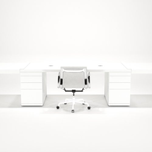 Hoogglans wit bureau in verschillen uitvoeringen. Verschillende modules beschikbaar.